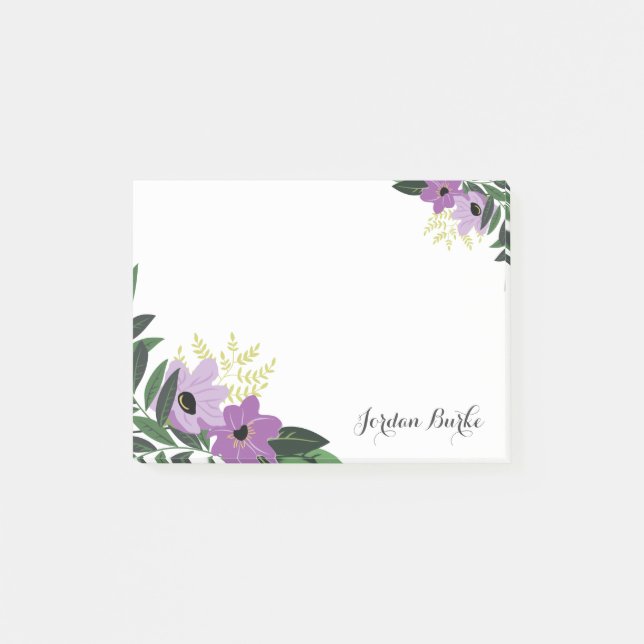 Chic Floral Border Monogram Post-it Notes (Front)