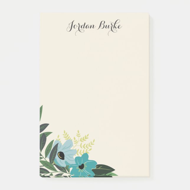 Chic Floral Border Monogram Post-it Notes (Front)
