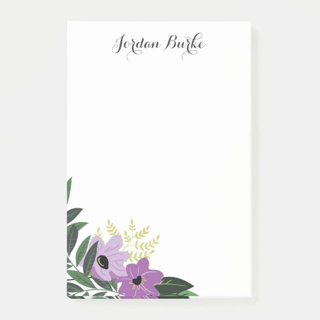 Chic Floral Border Monogram Post-it Notes (Front)