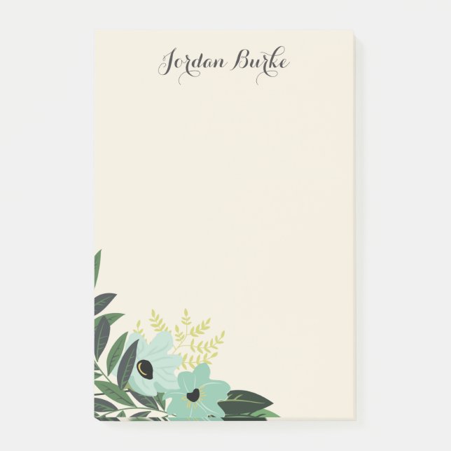 Chic Floral Border Monogram Post-it Notes (Front)