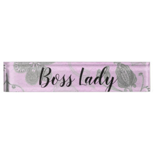 Chic Floral "Boss Lady" Nameplate
