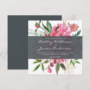 Chic Floral Botanical Wedding Invitation   Square