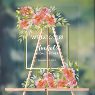 Chic Floral Bouquet Bridal Shower Welcome Acrylic Sign
