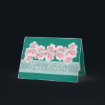 Chic Floral Bouquet Pink Rose Bud Flowers Birthday Card<br><div class="desc">Beautiful clusters of pale pink roses and rose buds against an aqua green colour background. The birthday greeting text uses an attractive script typography font. The flowers cover the front of this card which can be used as a thank you card, a birthday card, or any other card of your...</div>