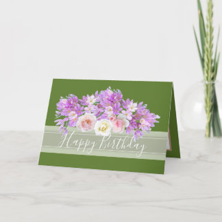 Chic Floral Bouquet Rose & Crocus Flowers Birthday Card