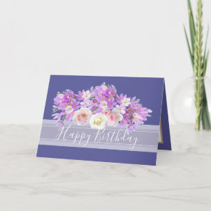 Chic Floral Bouquet Rose & Crocus Flowers Birthday Card