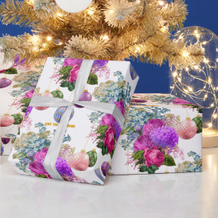Chic Floral Boutique Personalised Christmas Wrapping Paper