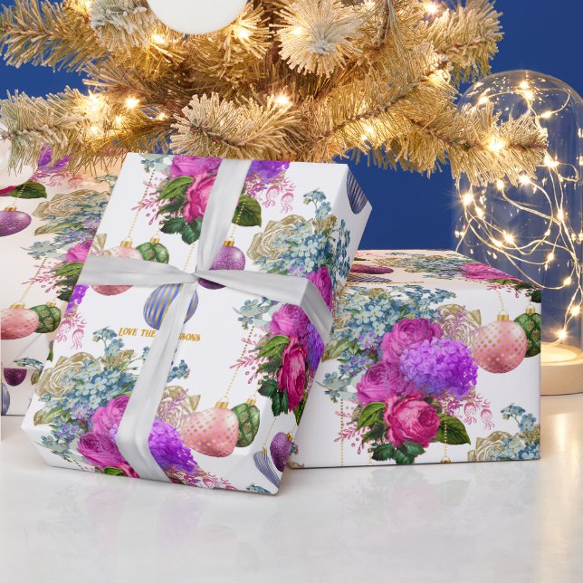 Chic Floral Boutique Personalised Christmas Wrapping Paper (Holidays)
