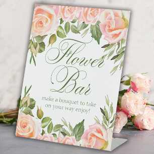 Chic Floral Bridal Shower Flower Bar Sign