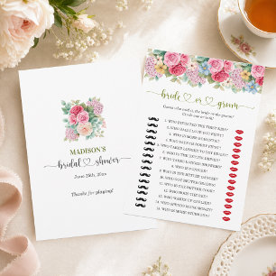 Chic Floral Bride or Groom Bridal Shower Game Invitation