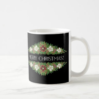 Chic Floral Christmas Roses, Hellebores, Holly Ivy Coffee Mug
