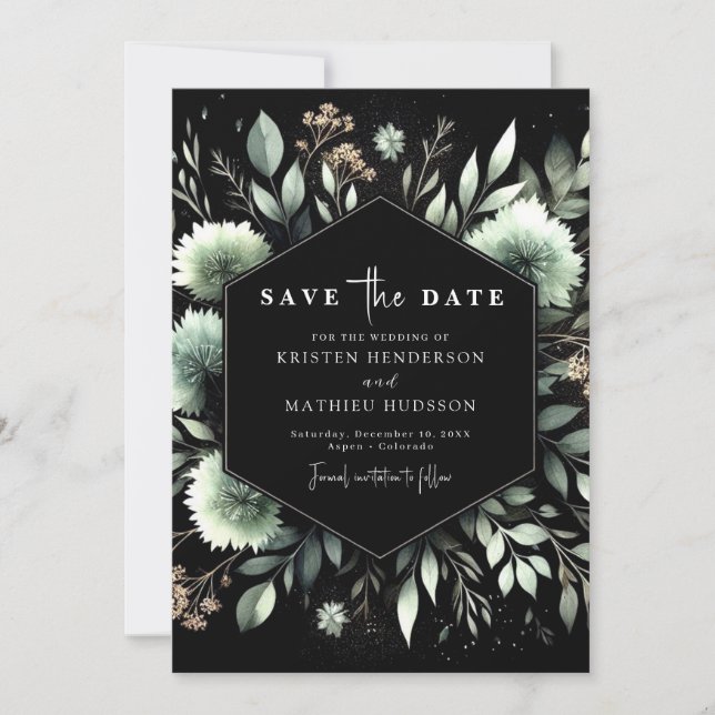 Chic Floral Classic Sage Green Wedding  Save The Date (Front)