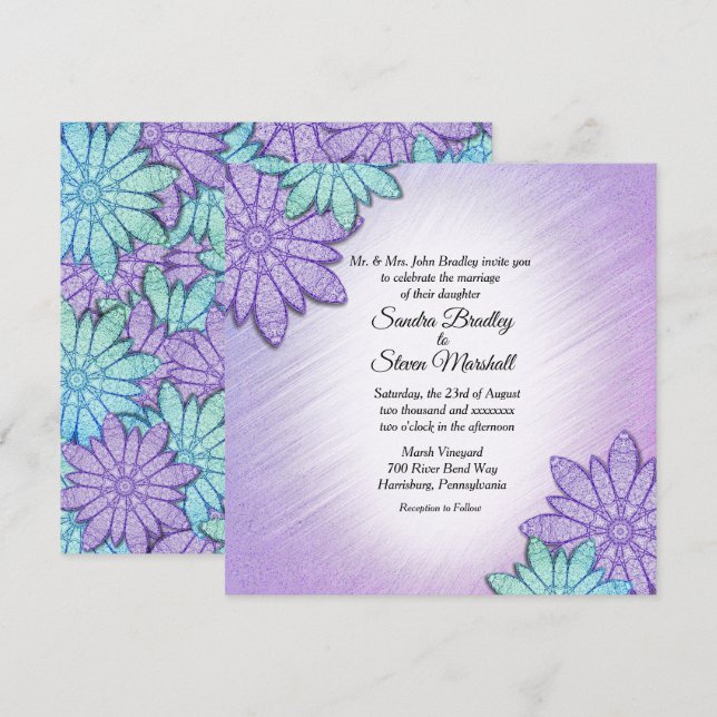 Chic Floral Colour Combo Wedding Invitation (Front/Back)