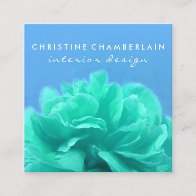 Chic Floral Colour-Contrast Square Business Card (Front)