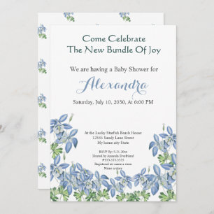 Chic Floral Columbine Blue Boy Baby Shower