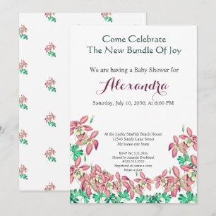 Chic Floral Columbine Pink Peach Girl Baby Shower