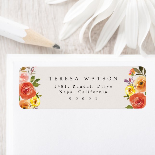 Chic Floral Coordinate Return Address Label (Insitu)