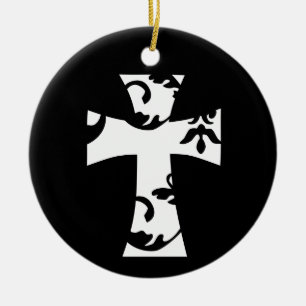 CHIC FLORAL CROSS DESIGN CERAMIC TREE DECORATION