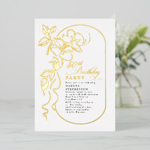 Chic Floral Elegant Modern Birthday Gold