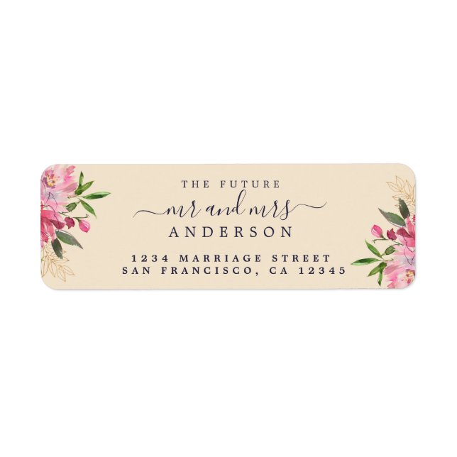 Chic Floral Future Mr Mrs Wedding Return Address (Front)