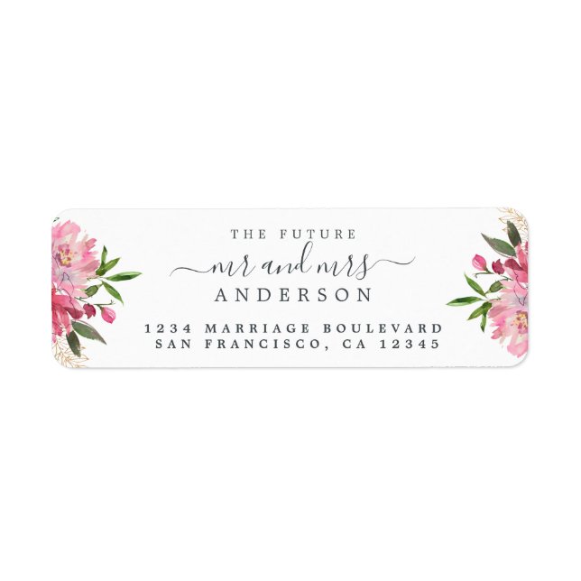 Chic Floral Future Mr Mrs Wedding Return Address (Front)