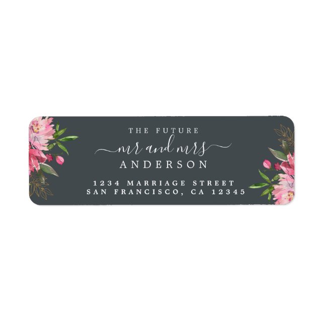 Chic Floral Future Mr Mrs Wedding Return Address (Front)