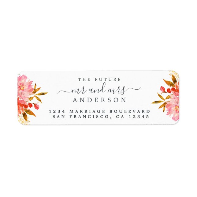 Chic Floral Future Mr Mrs Wedding Return Address (Front)