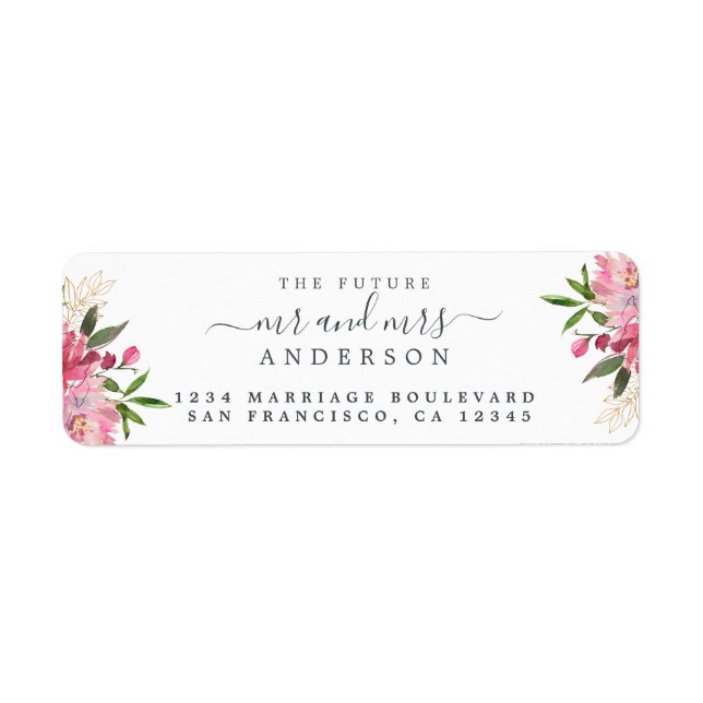 Chic Floral Future Mr Mrs Wedding Return Address (Front)