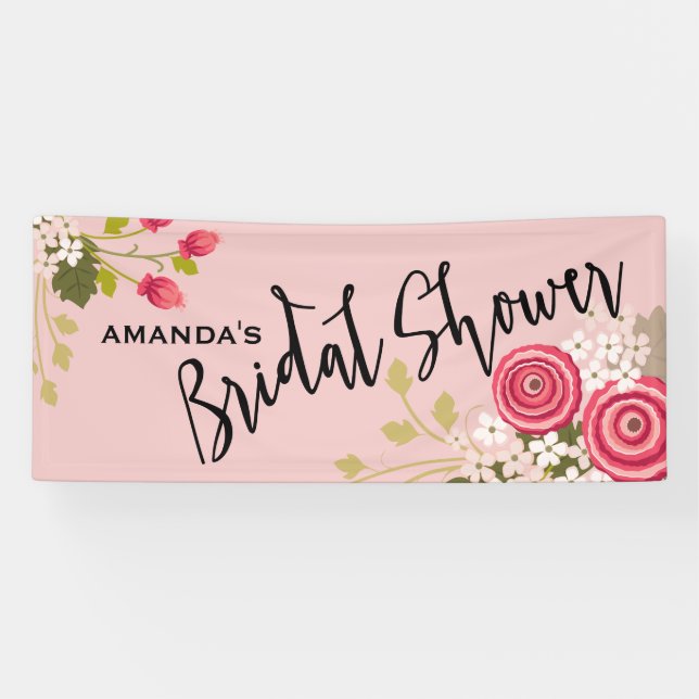 Chic Floral Garden Bridal Shower Celebration Banner (Horizontal)
