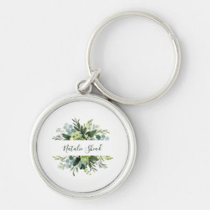 Chic floral girly Custom Name Key Ring