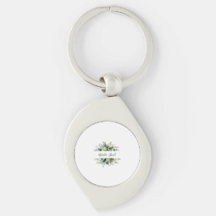 Chic floral girly Custom Name Metal Keychain