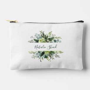 Chic floral girly Custom Name Metal Keychain Accessory Pouch