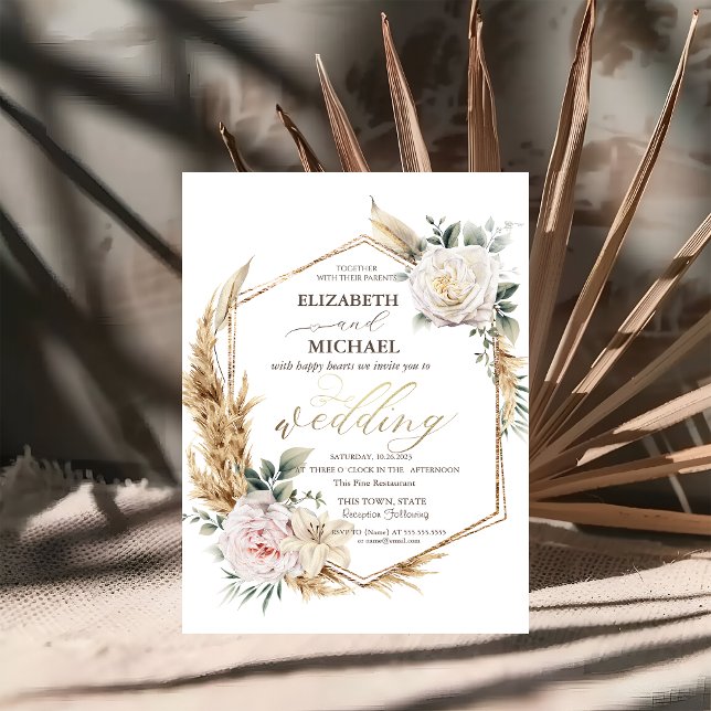Chic Floral Gold Frame  Invitation (Creator Uploaded)