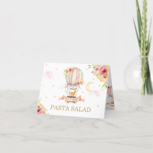Chic Floral Hot Air Balloon Animals Food Tent Card