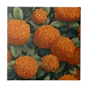 Chic Floral Hydrangeas Ceramic Tiles