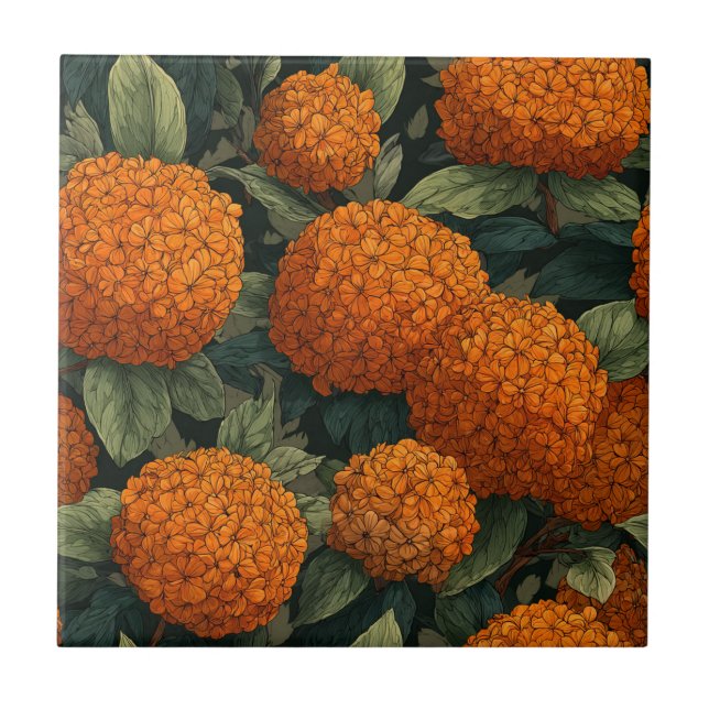 Chic Floral Hydrangeas Ceramic Tiles (Front)