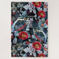 Chic Floral Kingfisher Birds