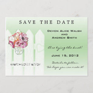 Chic Floral Mason Jar Wedding Save the Date
