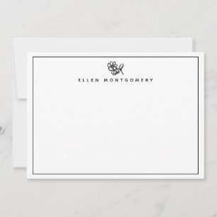 Chic Floral Minimalist Border Thank You Card