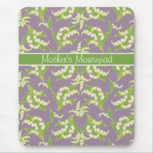 Chic Floral Mousepad: Lilies of the Valley, Mauve Mouse Mat