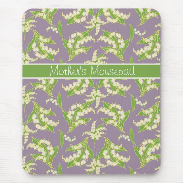 Chic Floral Mousepad: Lilies of the Valley, Mauve Mouse Mat (Front)
