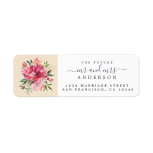 Chic Floral Mr Mrs Monogram Wedding Return Address