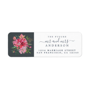 Chic Floral Mr Mrs Monogram Wedding Return Address