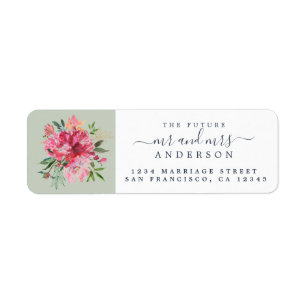 Chic Floral Mr Mrs Monogram Wedding Return Address