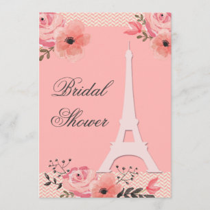 Chic Floral Paris Eiffel Tower Bridal Shower Invitation