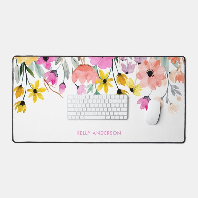 Chic Floral Pattern Botanical Trendy Laptop Cover Desk Mat (Keyboard & Mouse)