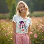 Chic Floral Peonies Rose Blossoms Graduation<br><div class="desc">Chic floral peonies and rose blossom graduation t-shirt. The design features our hand-drawn oil-painted roses and peony flowers that are beautifully arranged. Customize with your grad's name, and school year. The reverse side features our hand-drawn oil-painted roses and peony flowers along with the year. All flowers are hand-painted original artwork...</div>