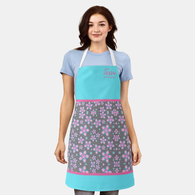 Chic Floral Personalised Apron (Worn)
