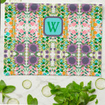 Chic Floral Pretty Monogram Initial Stylish  Tea Towel<br><div class="desc">Chic Personalised Floral Pattern Modern kitchen towel. These colourful kitchen towels are perfect to add a pop of colour to your kitchen. Pair it with a bottle of wine and it makes a great personalised gift for friends, family, coworkers, neighbours, etc. The custom monogram area can be changed to a...</div>