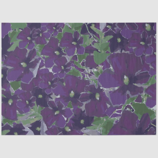 Chic Floral Purple Flowers Tissue Paper (Front)